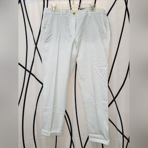 Talbot's Women's White Girlfriend Chino Relaxed Ankle Mid Rise Pants Size 10P
